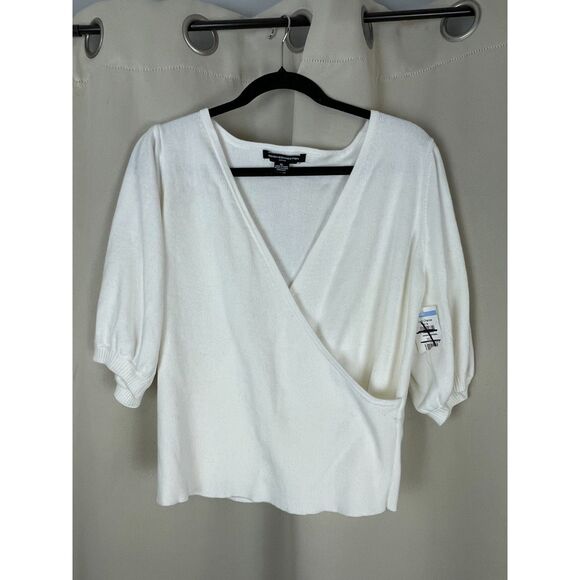 French Connection Cream Wrap Knit Top - Size XL Modern romantic, knitwear - Picture 1 of 5